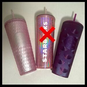 2 NEW 24oz Starbucks Tumblers Pink Purple shimmer